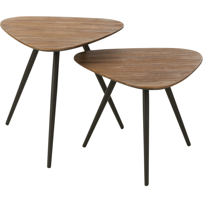 Table d'appoint Gigogne Triangulaire en Bois de teck recyclé Naturel Côme - 1