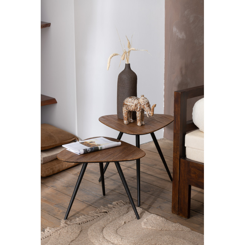Table d'appoint Gigogne Triangulaire en Bois de teck recyclé Naturel Côme - 2
