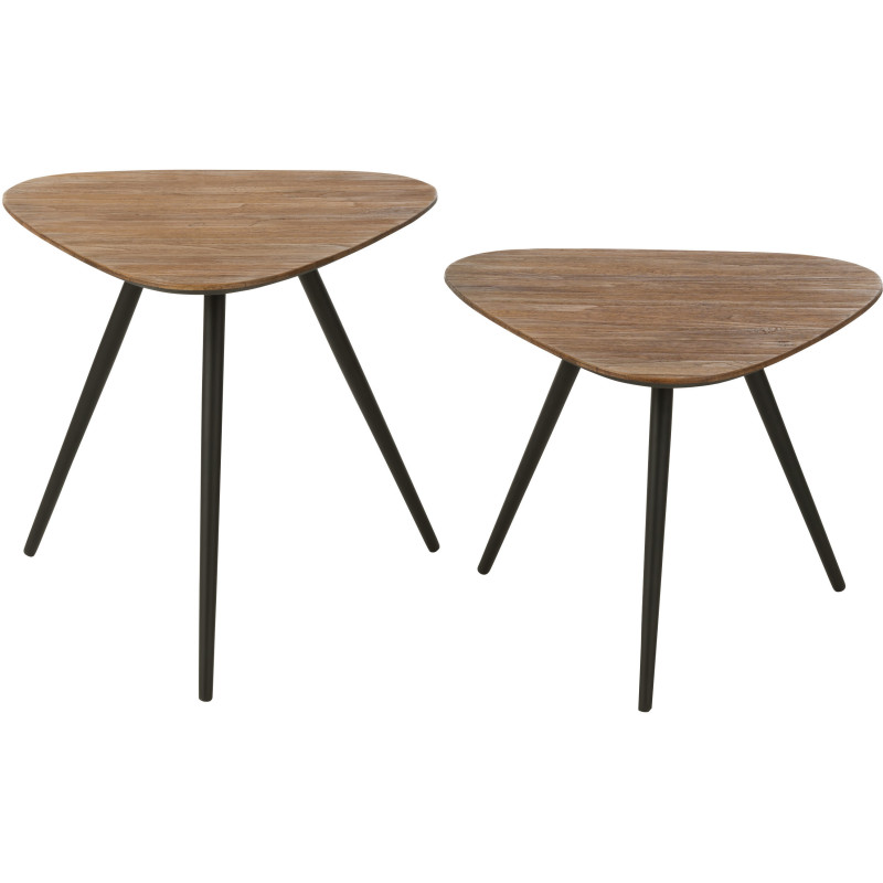 Table d'appoint Gigogne Triangulaire en Bois de teck recyclé Naturel Côme - 3