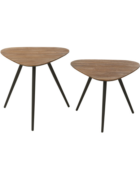 Table d'appoint Gigogne Triangulaire en Bois de teck recyclé Naturel Côme - 3