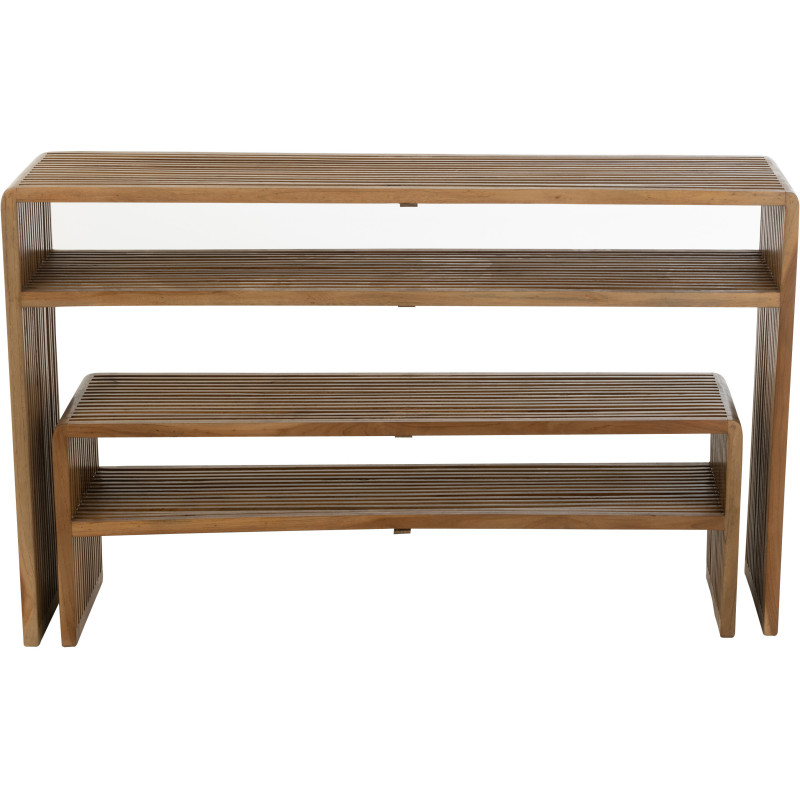 Console Gigogne Rectangulaire 1 étagère en Bois de teck recyclé Naturel Octave J-Line - 2