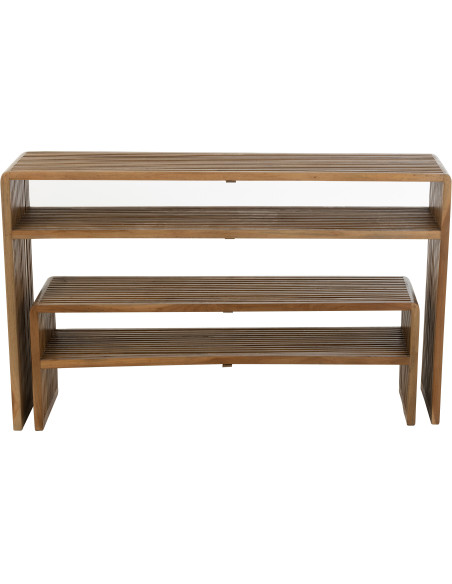 Console Gigogne Rectangulaire 1 étagère en Bois de teck recyclé Naturel Octave J-Line - 2