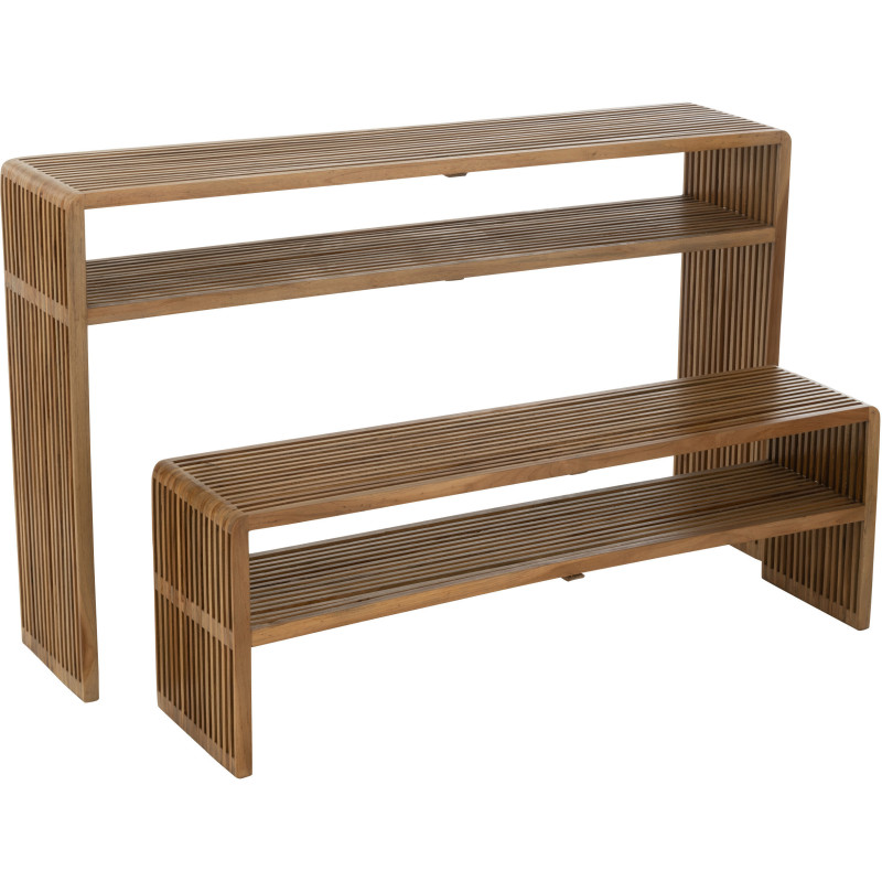 Console Gigogne Rectangulaire 1 étagère en Bois de teck recyclé Naturel Octave J-Line - 7