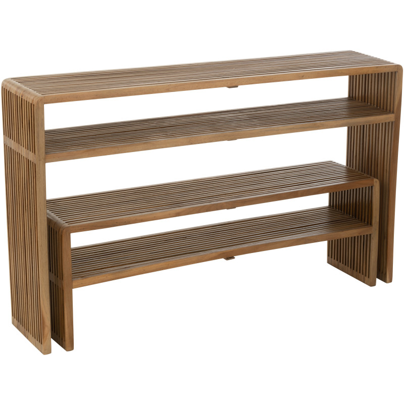 Console Gigogne Rectangulaire 1 étagère en Bois de teck recyclé Naturel Octave J-Line - 8