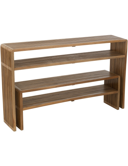 Console Gigogne Rectangulaire 1 étagère en Bois de teck recyclé Naturel Octave J-Line - 8