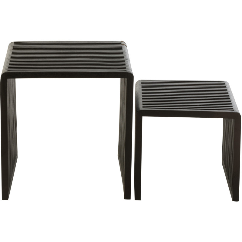 Table basse Gigogne Carrée en Bois de teck recyclé Noir Octave - 2