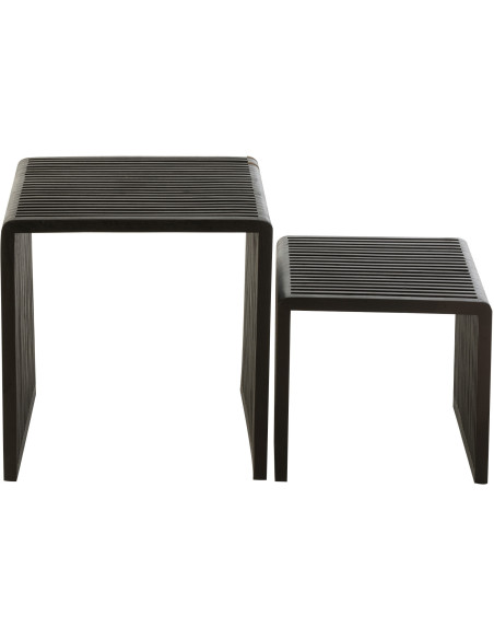 Table basse Gigogne Carrée en Bois de teck recyclé Noir Octave - 2