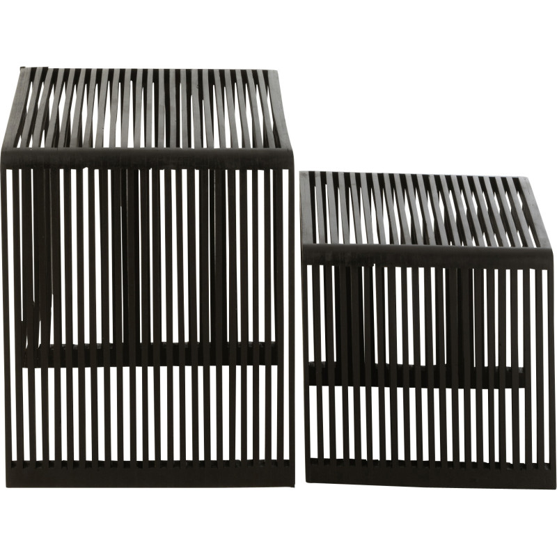 Table basse Gigogne Carrée en Bois de teck recyclé Noir Octave - 3