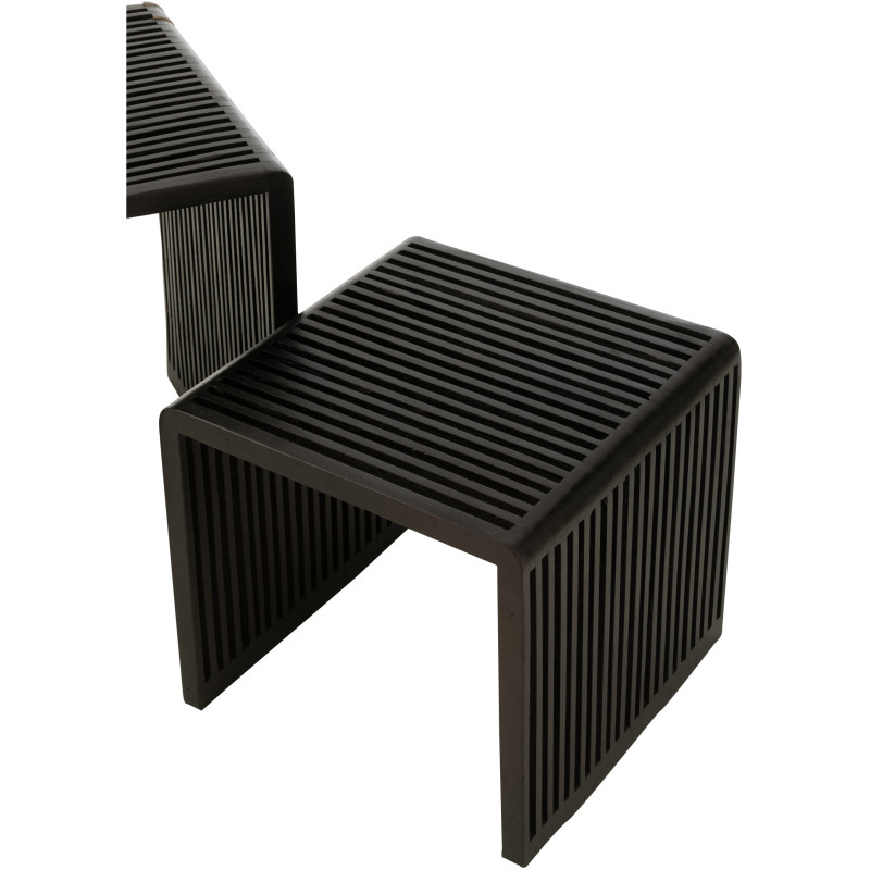 Table basse Gigogne Carrée en Bois de teck recyclé Noir Octave - 5