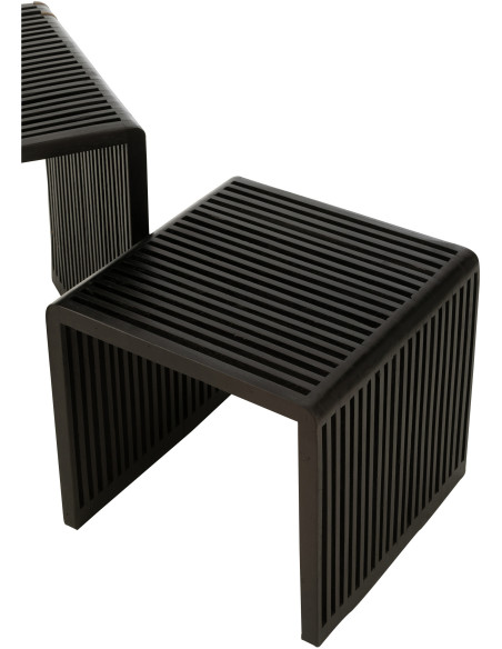 Table basse Gigogne Carrée en Bois de teck recyclé Noir Octave - 5