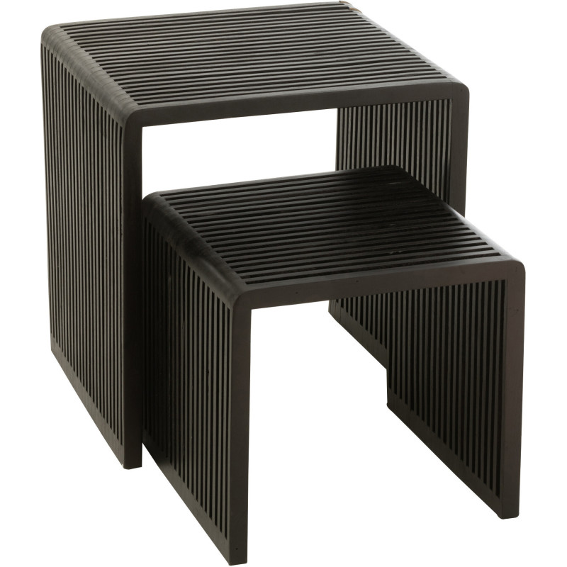 Table basse Gigogne Carrée en Bois de teck recyclé Noir Octave - 7