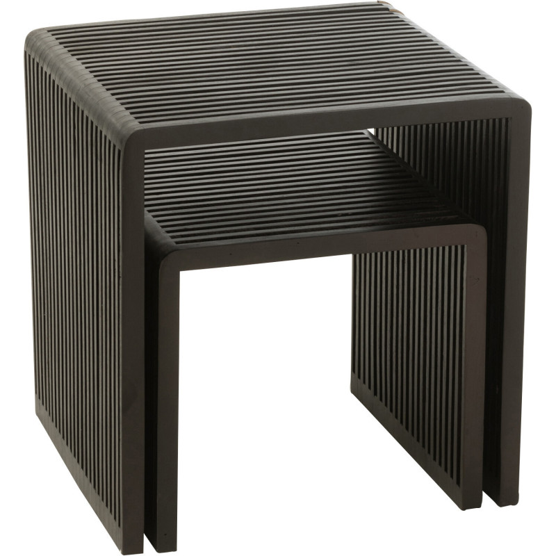 Table basse Gigogne Carrée en Bois de teck recyclé Noir Octave - 8