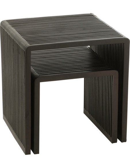 Table basse Gigogne Carrée en Bois de teck recyclé Noir Octave - 8