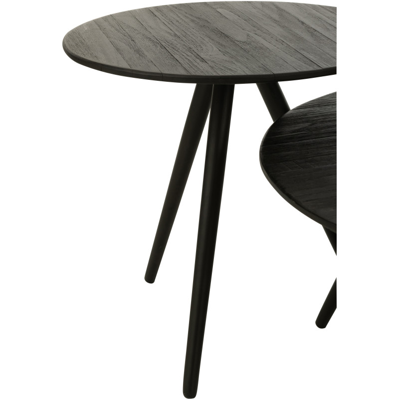 Table d'appoint Gigogne Ronde en Bois de teck recyclé Noir Côme - 3