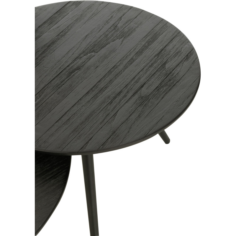 Table d'appoint Gigogne Ronde en Bois de teck recyclé Noir Côme - 4