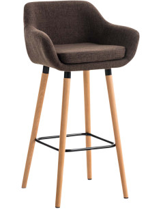 Tabouret de bar scandinave en Tissu Marron Bois de hêtre Naturel Norvyn - 1