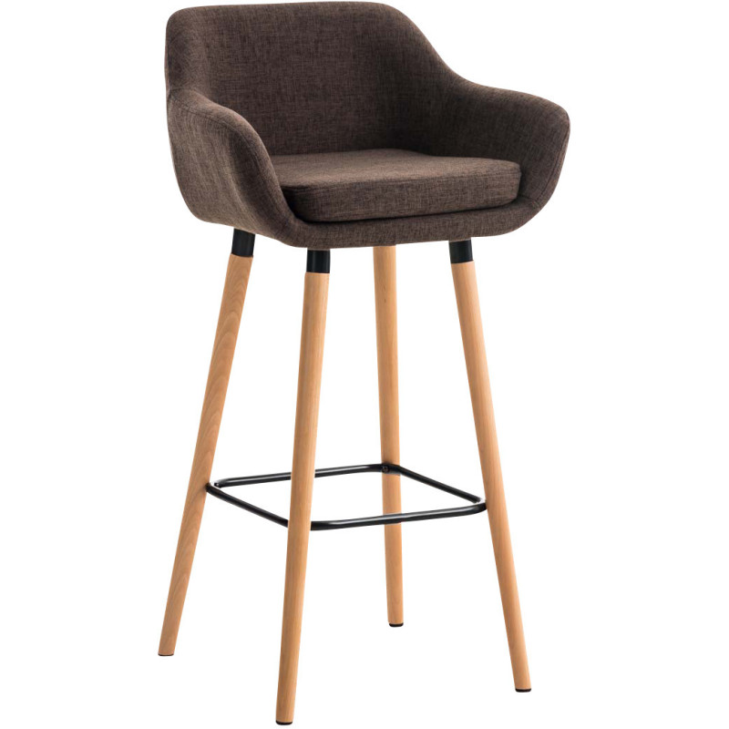 Tabouret de bar scandinave en Tissu Marron Bois de hêtre Naturel Norvyn - 1