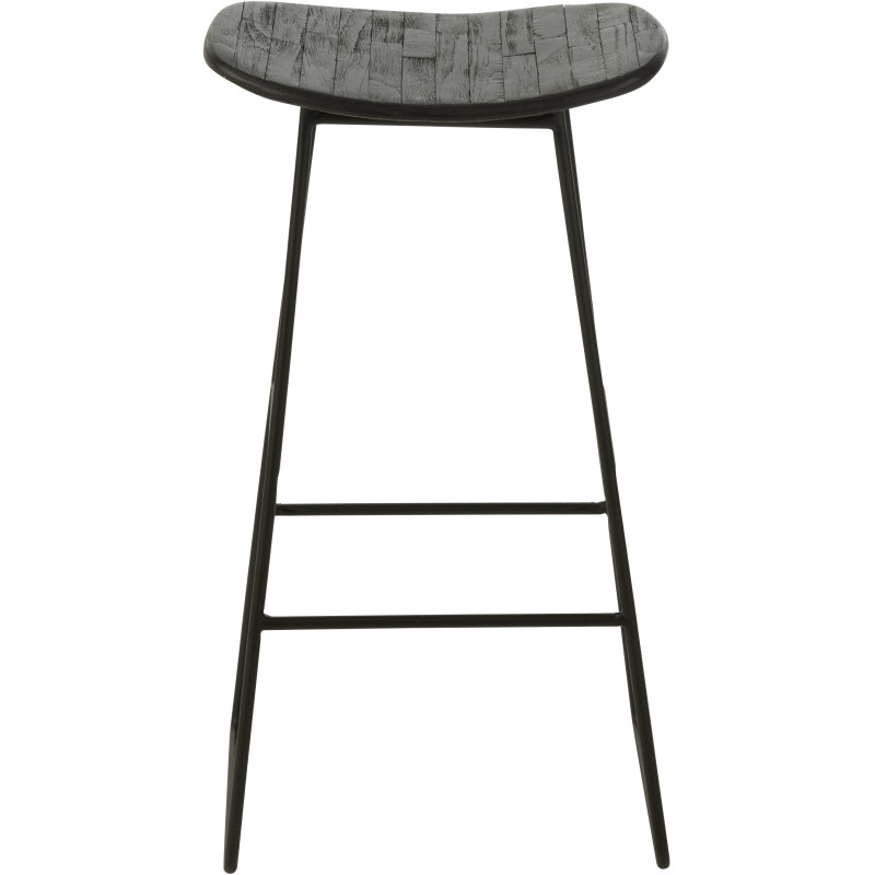 Tabouret de bar Rectangulaire en Bois de teck recyclé Noir Côme - 2