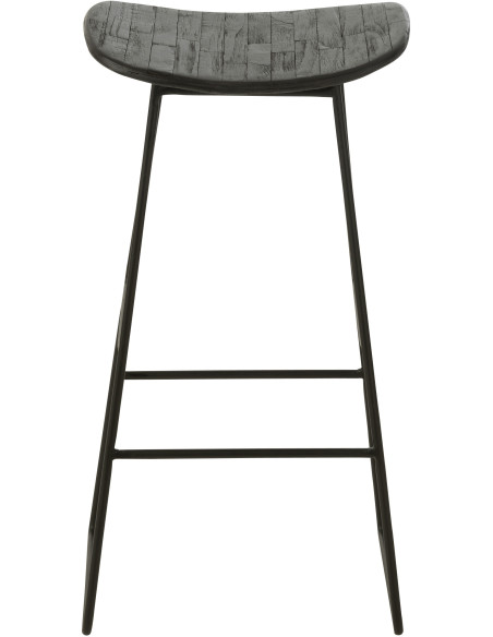 Tabouret de bar Rectangulaire en Bois de teck recyclé Noir Côme - 4