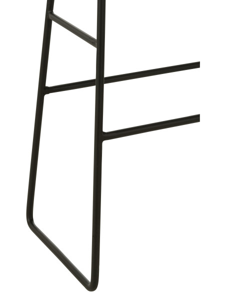 Tabouret de bar Rectangulaire en Bois de teck recyclé Noir Côme - 5