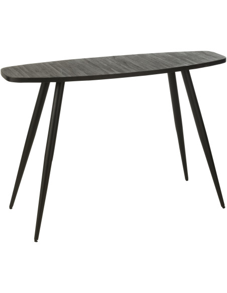 Console Ovale en Bois de teck recyclé Noir Côme - 1