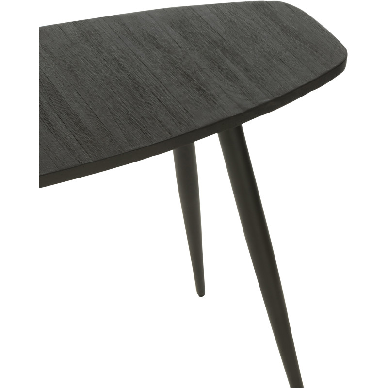 Console Ovale en Bois de teck recyclé Noir Côme - 4