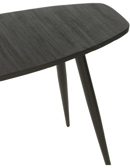 Console Ovale en Bois de teck recyclé Noir Côme - 4