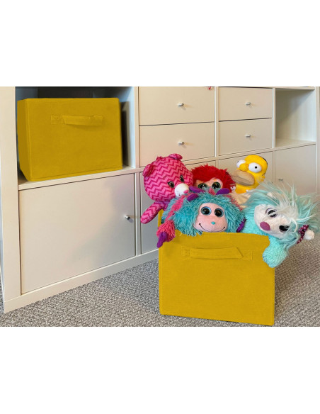 Boîtes de rangement pliantes carrées en Polypropylène Jaune Vynlen (Lot de 6) - 6