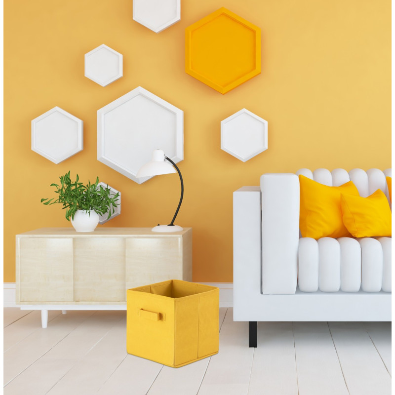Boîtes de rangement pliantes carrées en Polypropylène Jaune Vynlen (Lot de 6) - 7