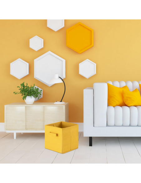 Boîtes de rangement pliantes carrées en Polypropylène Jaune Vynlen (Lot de 6) - 7