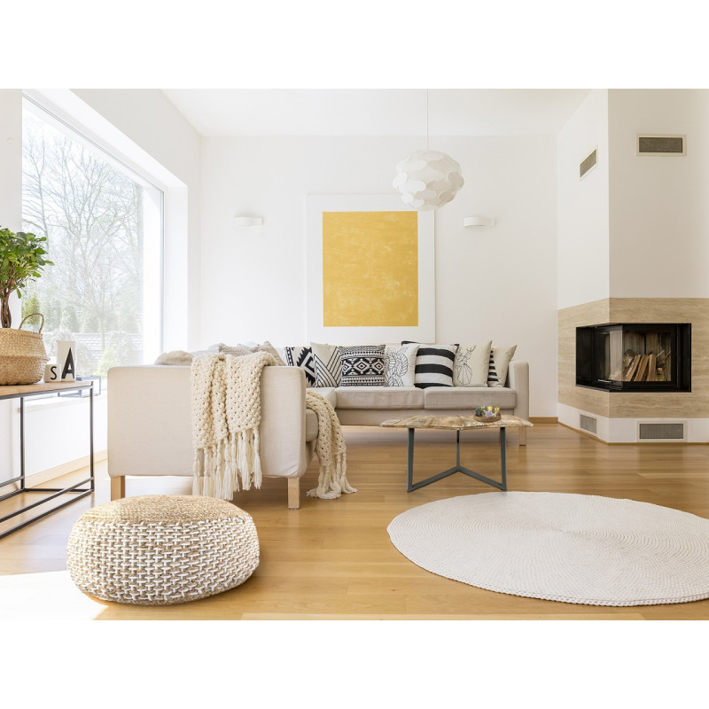 Table basse moderne Hexagonale en Métal Gris Bois de manguier massif Marron blanchi Vieilli Rynlex - 9