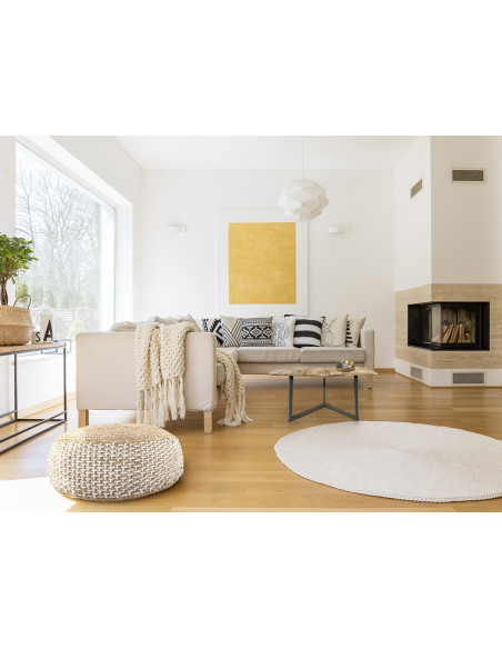 Table basse moderne Hexagonale en Métal Gris Bois de manguier massif Marron blanchi Vieilli Rynlex - 9