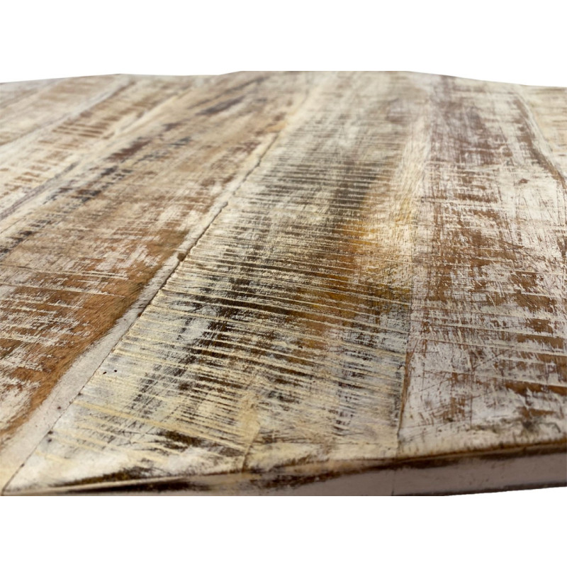 Table basse moderne Hexagonale en Métal Gris Bois de manguier massif Marron blanchi Vieilli Rynlex - 6