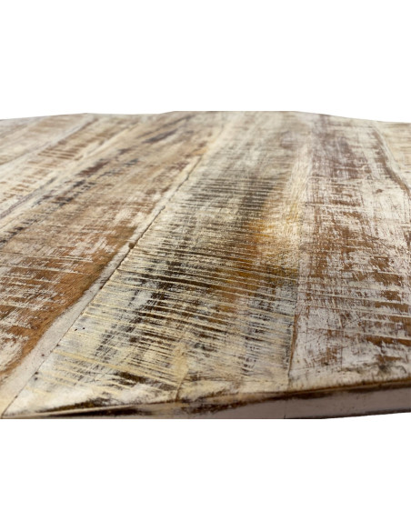 Table basse moderne Hexagonale en Métal Gris Bois de manguier massif Marron blanchi Vieilli Rynlex - 6