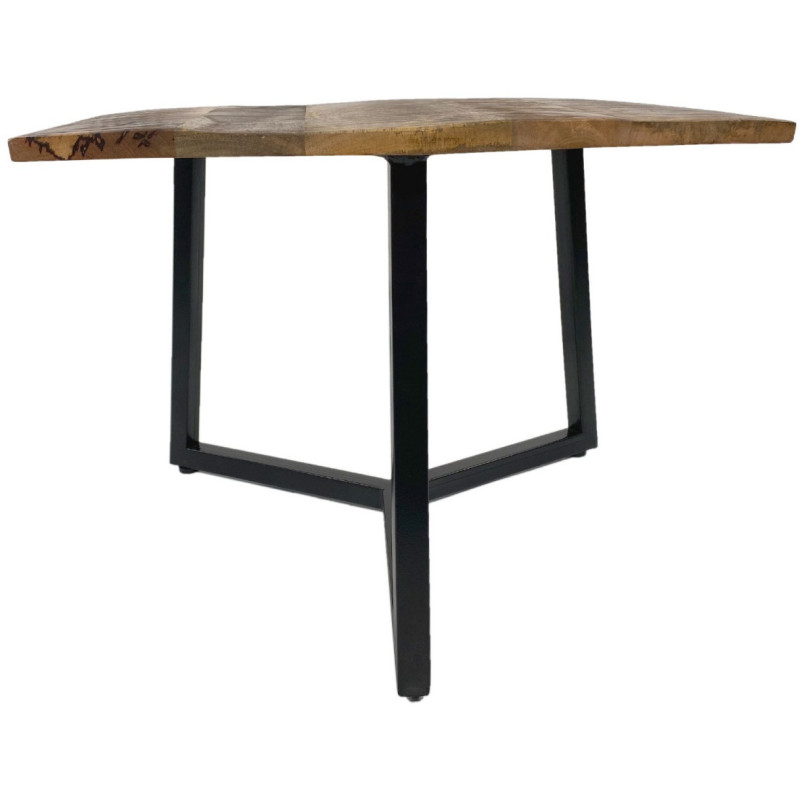 Table basse moderne Hexagonale en Métal Noir Bois de manguier massif Marron tabac Vieilli Rynlex - 4