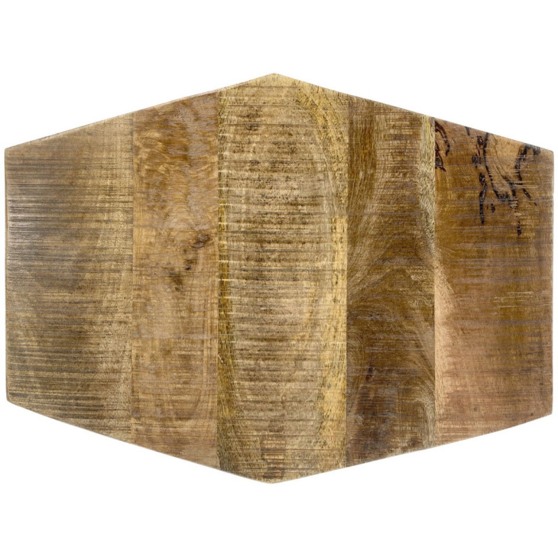 Table basse moderne Hexagonale en Métal Noir Bois de manguier massif Marron tabac Vieilli Rynlex - 8