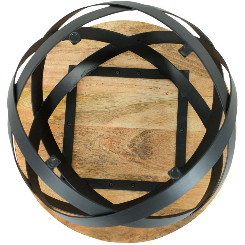Grande Table basse industrielle Ronde en Bois de manguier recyclé Naturel Métal Noir Lorwyn - 5