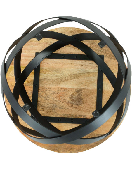 Grande Table basse industrielle Ronde en Bois de manguier recyclé Naturel Métal Noir Lorwyn - 5
