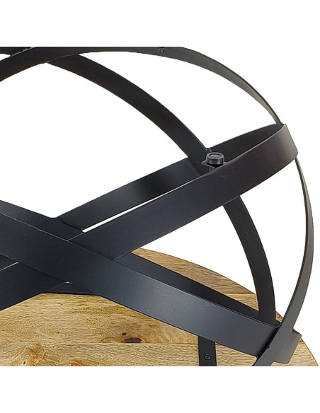 Grande Table basse industrielle Ronde en Bois de manguier recyclé Naturel Métal Noir Lorwyn - 6