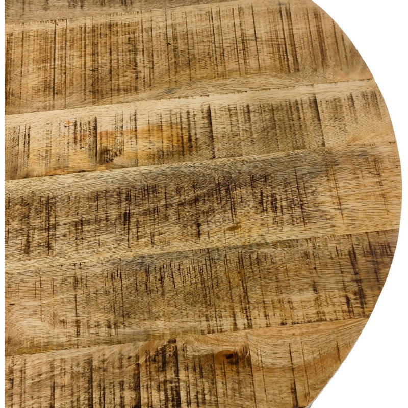 Grande Table basse industrielle Ronde en Bois de manguier recyclé Naturel Métal Noir Lorwyn - 7