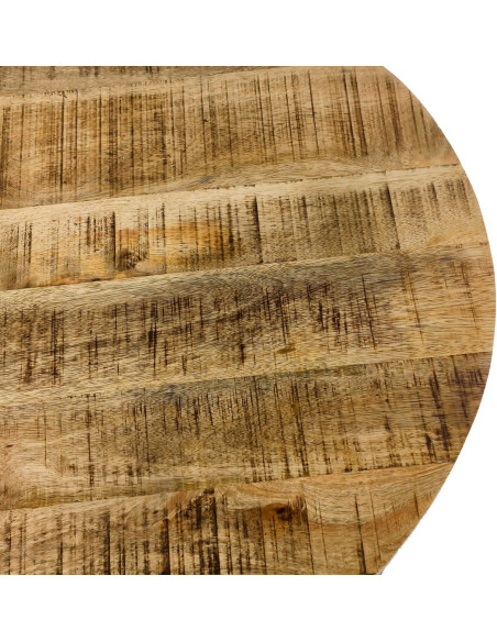 Grande Table basse industrielle Ronde en Bois de manguier recyclé Naturel Métal Noir Lorwyn - 7