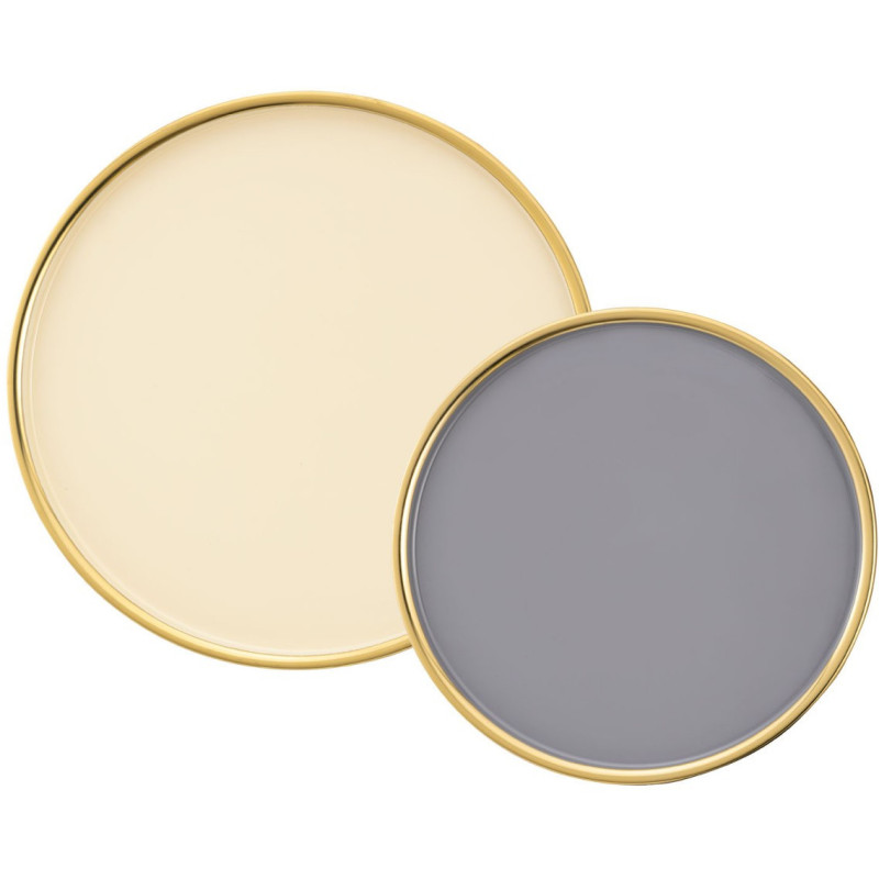 Table basse moderne Plateau amovible Ronde en Métal Doré Blanc Gris Xylen (Lot de 2) - 6