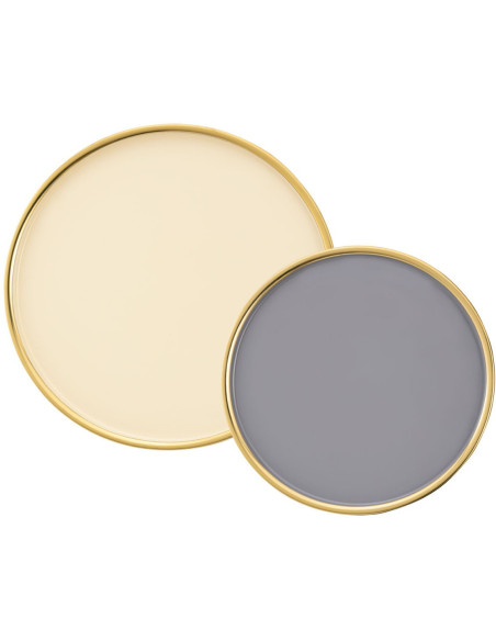 Table basse moderne Plateau amovible Ronde en Métal Doré Blanc Gris Xylen (Lot de 2) - 6