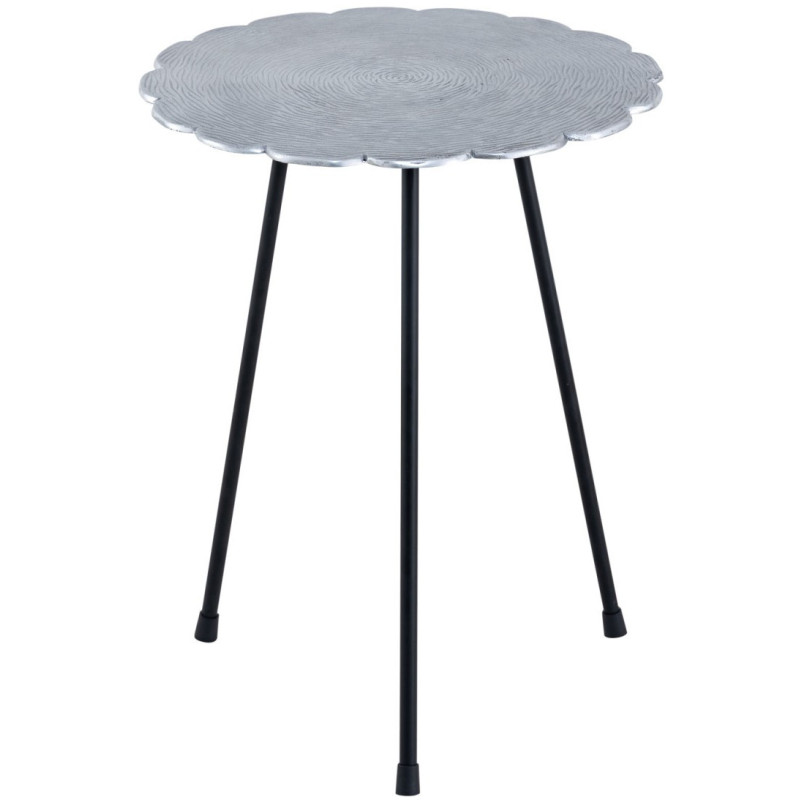 Table d'appoint originale Fleur Ronde en Métal Argenté Noir Vieilli Xevria - 1