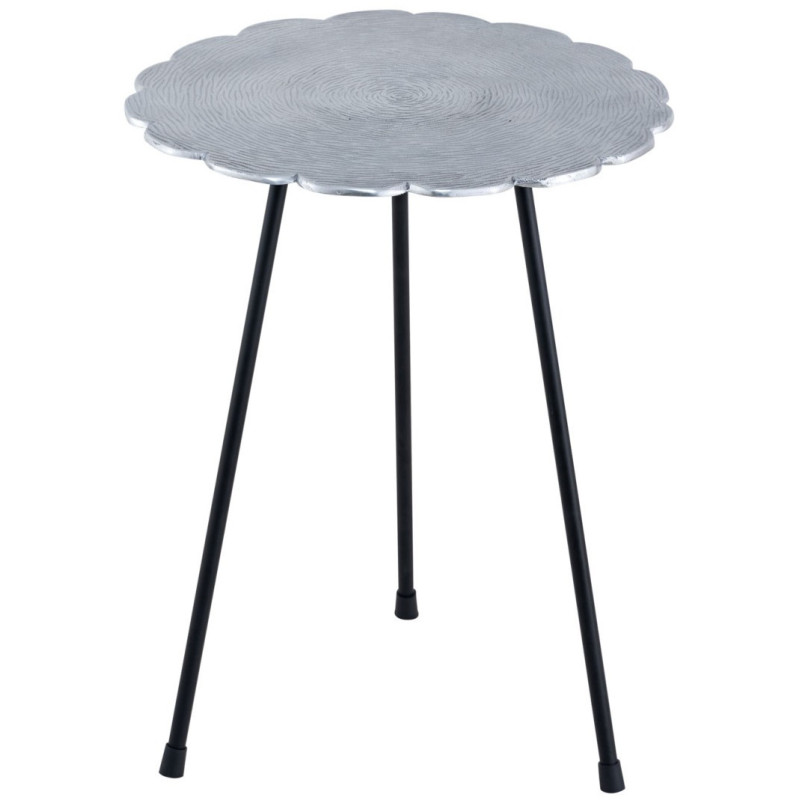 Table d'appoint originale Fleur Ronde en Métal Argenté Noir Vieilli Xevria - 3