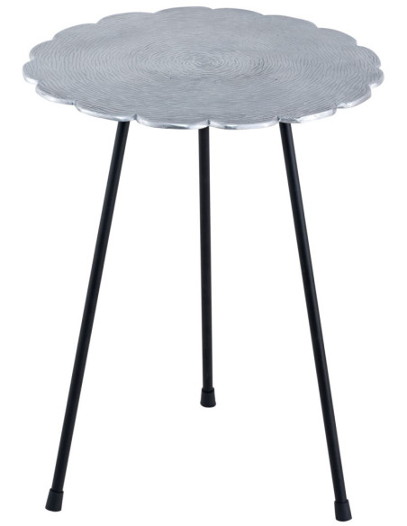 Table d'appoint originale Fleur Ronde en Métal Argenté Noir Vieilli Xevria - 3