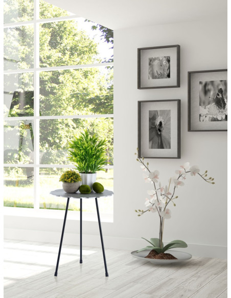 Table d'appoint originale Fleur Ronde en Métal Argenté Noir Vieilli Xevria - 2