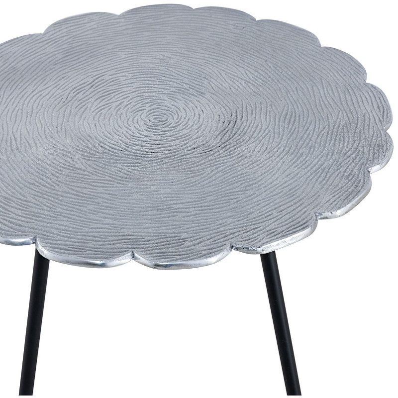 Table d'appoint originale Fleur Ronde en Métal Argenté Noir Vieilli Xevria - 5