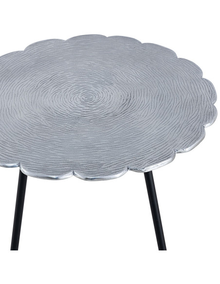 Table d'appoint originale Fleur Ronde en Métal Argenté Noir Vieilli Xevria - 5