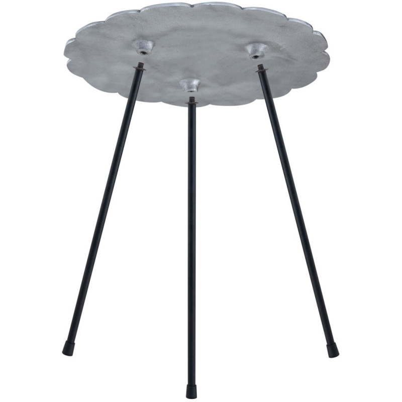 Table d'appoint originale Fleur Ronde en Métal Argenté Noir Vieilli Xevria - 6